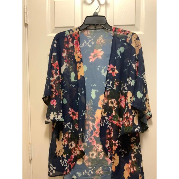 CHICGAL Tops - Kimono Women's Floral Print Puff Sleeve Kimono Cardigan Loose Cover Up